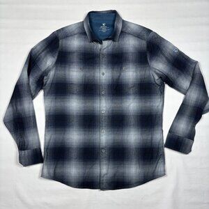 Kuhl The Law Blue Plaid Long-Sleeve Button-Down Flannel Outdoor Shirt Mens SM